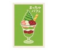 Animato Matcha Parfait Poster, Retro Japanese Matchbox Artwork, Vintage Wall Art Print, A5 (Print Only) - 21x14.8cm