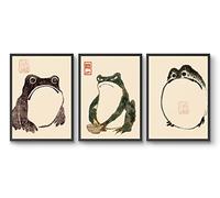 Animato Matsumoto Hoji Frogs | Set of 3 Prints | Framed Vintage Japanese Ukiyo-e | Office | Gift Idea (Archival Matte, A2 (Print Only)- 23.4 x 16.5 inches / 594 x 420 mm)