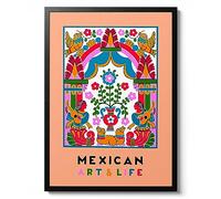 Animato Mexican Art & Life, Mexico Travel Poster, Vintage Postcard Wall Art, Retro tourism Home Decor Gift Idea, Archival Matte, A3 (Framed) - 42x29.7cm
