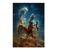 Animato Pillars Of Creation - Hubble Space Poster, Graphic Planets, Stars & Galaxies Art Prints, Sci-fi Bedroom Home Decor, A4 (Print Only) - 29.7x21cm