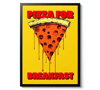Animato Pizza - American Diner Poster, Fast Food Wall Art, Modern Kitchen Decor Print, Recipes Art Illustration, Typography Print, Gift Idea, Archival Matte, A2 (Framed) - 59.4x42cm