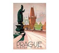 Animato Prague Vintage Travel Poster, Retro Tourism Print, Popular Attractions Around The World, Postcard Home Decor, Archival Matte, A4 (Print Only) - 29.7x21cm