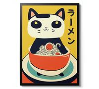 Animato Ramen Cat Print, Japanese Anime Poster, Japanese Anime Poster, Manga Wall Art, Gaming Home Decor, Cartoon Gift Idea, Archival Matte, A1 (Print Only) - 84.1x59.4cm