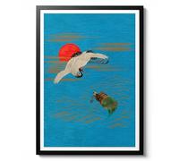 Animato Sarus Crane above a Turtle by G. A. Audsley, Traditional Japanese Woodblock Print, Ukiyo-e Style Wall Art Poster, Archival Matte, A5 (Print Only) - 21x14.8cm