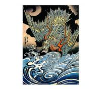 Animato Sea Dragon Utagawa Kuniyoshi Poster, Japanese Woodblock Ukiyo-E Print, Vintage Art Picture Painting Wall Art Exhibition, Archival Matte, A2 (Print Only) - 59.4x42cm