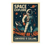 Animato Space Explore Space Poster, Graphic Planets, Stars & Galaxies Art Prints, Sci-fi Bedroom Home Decor, A5 (Print Only) - 21x14.8cm