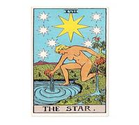 Animato Star Vintage Tarot Art Print, Spiritual Wall Art Poster, Retro Mystical Bedroom Home Decor, A5 (Print Only) - 21x14.8cm