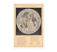 Animato Telescopic View Of The Moon Vintage Space Poster, Retro Astronomy Illustration Print, Galaxy Planet Nasa Wall Art Painting Universe Moon Eclipse Office Home Decor, A4 (Print Only) - 29.7x21cm