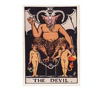 Animato The Devil Vintage Tarot Art Print, Spiritual Wall Art Poster, Retro Mystical Bedroom Home Decor, A2 (Print Only) - 59.4x42cm
