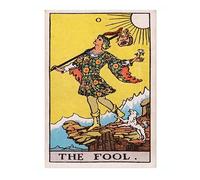 Animato The Fool Vintage Tarot Art Print, Spiritual Wall Art Poster, Retro Mystical Bedroom Home Decor, A1 (Print Only) - 84.1x59.4cm