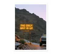 Animato The Only Way Is Up Neon Sign Poster, Funny Quote Print, Vaporwave Photography Wall Art Home Decor, Archival Matte, A5 (Print Only) - 21x14.8cm