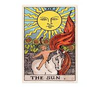 Animato The Sun Vintage Tarot Art Print, Spiritual Wall Art Poster, Retro Mystical Bedroom Home Decor, A2 (Print Only) - 59.4x42cm