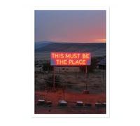 Animato This Must Be The Place Neon Sign Poster, Funny Quote Print, Vaporwave Photography Wall Art Home Decor, Archival Matte, 50x70cm (Print Only) - 50x70cm
