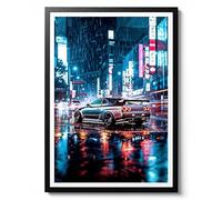Animato Tokyo Drift, Modern Photographic Print, Night City Street Car Poster, Neon Tokyo Wall Art Decor, Gift Idea, Archival Matte, A3 (Print Only) - 42x29.7cm