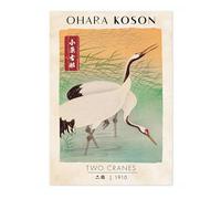 Animato Two Cranes Traditional Woodblock Poster, Ukiyo-e Art Prints, Japanese Wall Art, Scenic Landscapes Home Decor, A1 (Print Only) - 84.1x59.4cm