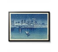 Animato Ushibori by Kawase Hasui, Traditional Ukiyo-e Woodblock Landscape Print, Japanese Winter Village Wall Art Poster, 1930 Decor Gift, Archival Matte, A3 (Print Only) - 42x29.7cm