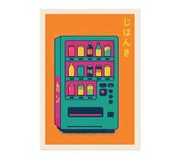 Animato Vending Machine Poster, Retro Japanese Matchbox Artwork, Vintage Wall Art Print, A5 (Print Only) - 21x14.8cm