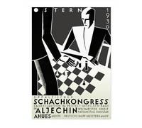 Animato Vintage Chess Match - 1930 Vintage Advertisment Art Print, Retro Illustration Matchbox Wall Art Poster, Bedroom Home Decor Picture, A3 (Print Only) - 42x29.7cm
