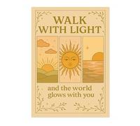 Animato Walk With Light Poster, Boho Vintage Spiritual Illustration Print, Meditation Wall Art, A3 (Print Only) - 42x29.7cm