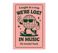 Animato We're Lost In Music Retro Poster, Vintage Cartoon Prints, Graphic Quote Wall Art, Bedroom Home Decor, A1 (Print Only) - 84.1x59.4cm