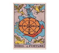 Animato Wheel Of Fortune Vintage Tarot Art Print, Spiritual Wall Art Poster, Retro Mystical Bedroom Home Decor, A2 (Print Only) - 59.4x42cm
