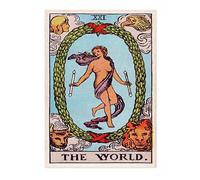 Animato World Vintage Tarot Art Print, Spiritual Wall Art Poster, Retro Mystical Bedroom Home Decor, A2 (Print Only) - 59.4x42cm