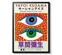 Animato Yayoi Kusama Eyes, Japanese Modern Wall art. Exhibition Gift idea, kitchen home Decor, Minimalist Print, Archival Matte, A4 (Print Only) - 29.7x21cm