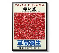 Animato Yayoi Kusama Red Dots, Japanese Modern Wall art. Exhibition Gift idea, kitchen home Decor, Minimalist Print, Archival Matte, A4 (Print Only) - 29.7x21cm