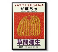 Animato Yayoi Kusama Red Pumpkin, Japanese Modern Wall art. Exhibition Gift idea, kitchen home Decor, Minimalist Print, Archival Matte, A3 (Framed) - 42x29.7cm
