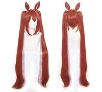 Anime 100cm Pretty Derby Daiwa Scarlet Cosplay Wig With Double Ponytails Ears Synthetic Hair Halloween Party Women Wigs Props