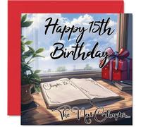 Anime 15th Birthday Cards for Girls Boys - The Next Chapter - Happy Birthday Card for Son Daughter Brother Sister Grandson Granddaughter Niece Nephew Cousin, 145mm Bday Greeting Cards