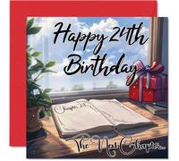 Anime 24th Birthday Cards for Woman Men - The Next Chapter - Happy Birthday Card for Son Daughter Brother Sister Uncle Auntie Niece Nephew Cousin, 145mm Bday Greeting Cards