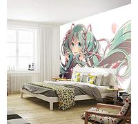 Anime 3D Miku Wall Mural Hatsune Wallpaper Wall Covering Girls Bedroom Living Room Sofa Tv Background Decoration Mural Custom 3D Wallpaper Paste Living Room The Wall for bedroom-300cm×210cm