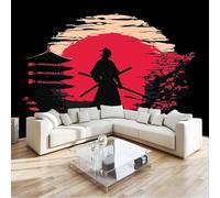 Anime 3D Mural Wallpaper Japanese Samurai Sunset Non-Woven Premium Art Print Wall Mural for Boys’ Bedrooms Kids’ Rooms and Playrooms As Wall Decor Poster W400 X H280 Cm