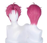 Anime Abby Cosplay Costume Accessories Wig Short Straight Pink Halloween Party for Men