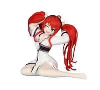 Anime Action Figures ModelStatue - A Girl with Long Red Hair Tied Into Two Long Ponytails. She Was Wearing A White Uniformwith Blackdecorative Stripes on It As A H