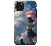 Anime Angel Girl & Black Cat Aesthetic Lo-Fi Rain Case for iPhone 11 Pro Max