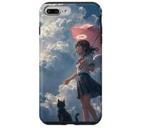 Anime Angel Girl & Black Cat Aesthetic Lo-Fi Rain Case for iPhone 7 Plus/8 Plus