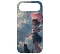 Anime Angel Girl & Black Cat Aesthetic Lo-Fi Rain Case for iPhone Air