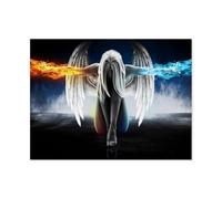 Anime Angel Girl Wings Ice and Fire，Jigsaw Puzzles for Adults 1000, Puzzles for Adults, Challenging Puzzles, Puzzle Game for The Whole for Women, Gifts for Men（50x70cm）-H48
