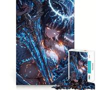 Anime Angel Warrior with Sword 1000-piece Jigsaw Puzzles Brain Focus Game Expert Cutting Craftsmanship Fascinating Hobby for Idle Moments (38x26cm)