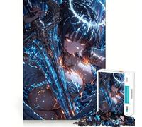Anime Angel Warrior with Sword Jigsaw Puzzle 1000 Pieces Mental Focus Game Precision Cut Smooth Edges Absorbing Activity for Quiet Nights (50x75cm)