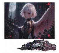 Anime Angel with Red Eyes Wooden Jigsaw Puzzle for Adults | Section-by-section building: a simple way to organise the image in spare time.