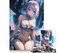 Anime Angel with Wings 1000 Adult Pieces Jigsaw Puzzle Mind Challenge Toy Neat Cut Perfect Alignment Family Fun Night Activity (38x26cm)