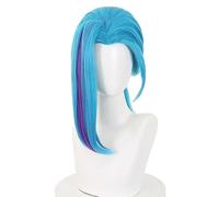 Anime Arcane Cosplay Wig Blue Purple Highlights Straight Synthetic Hair Women Roleplay Halloween Party+Wig Cap