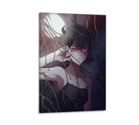 Anime Art Print Demon Girl Poster Illustrated Wall Decor Dark Fantasy Artwork Unique Home Decoration Manga Style Print Gothic Aesthetic Bedroom Or Living Room Art Gift 20x30inch(50x75cm) Framed