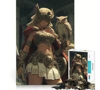Anime Athena with Owl And Sword Jigsaw Puzzle 1000 Think Boost Game Tight Lock No Loose Pieces Interactive Brain Challenge for Home (38x52cm)