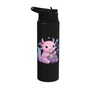 Anime Axolotl Eating Ramen Retro Kawaii Axolotl Ramen Stainless Steel Insulated Water Bottle