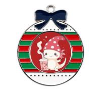 Anime Axolotl Milk Tea Alloy Christmas Ornaments Charms Xmas Hanging Pendant Crafts Christmas Tree Decoration