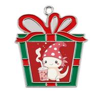 Anime Axolotl Milk Tea Alloy Christmas Ornaments Charms Xmas Hanging Pendant Crafts Christmas Tree Decoration